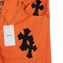 Load image into Gallery viewer, CHROME HEARTS 2019 PATCHWORK FLARED BLOOD ORANGE DENIM