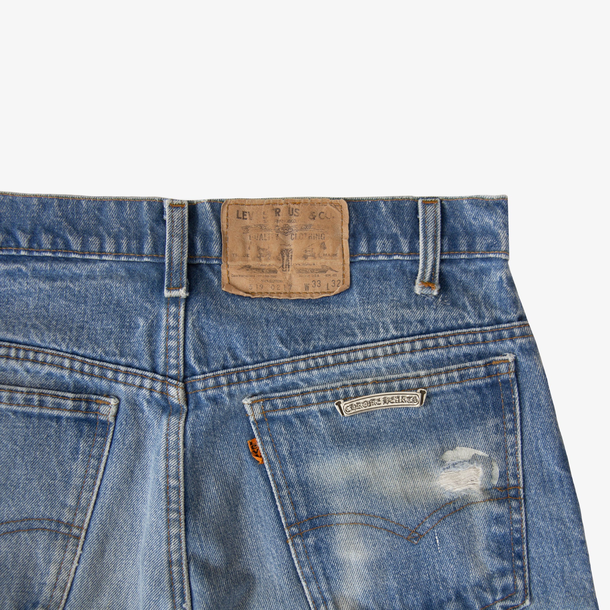 CHROME HEARTS PINK TRICOLOR PATCH DENIM