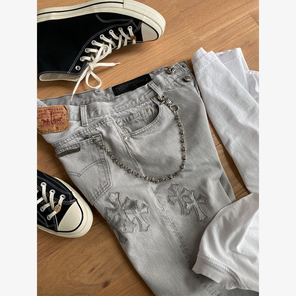 CHROME HEARTS SILVER HIDE PATCH DENIM
