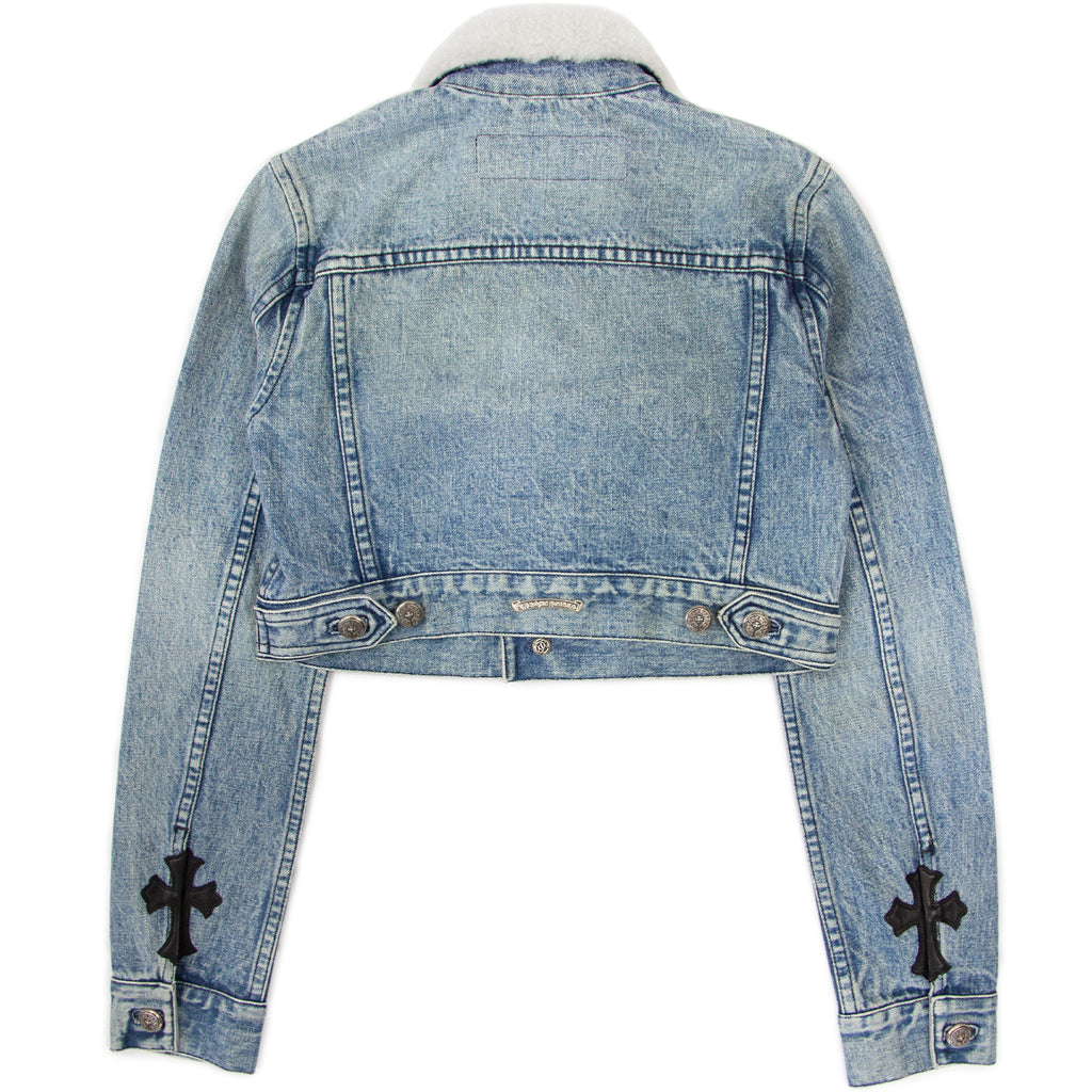 CHROME HEARTS 1/1 LEATHER PATCH SHEARLING DENIM TRUCKER