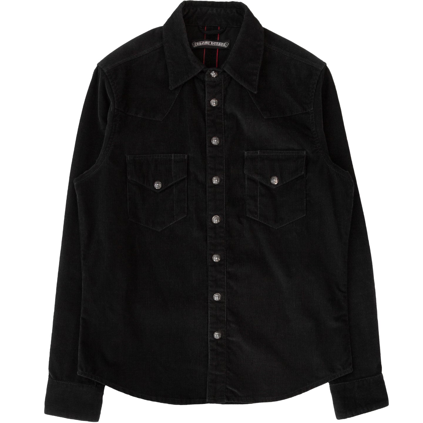 CHROME HEARTS CORDUROY .925 LEATHER PATCH SHIRT