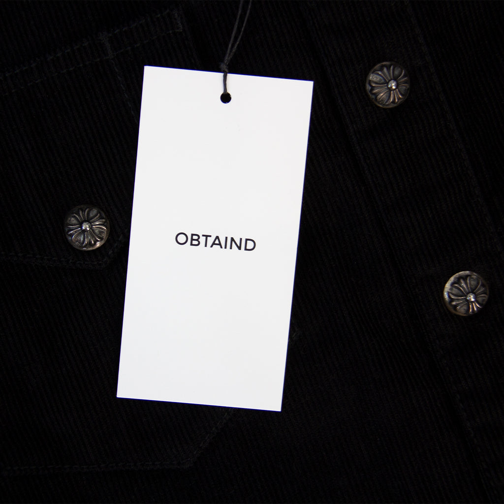 CHROME HEARTS CORDUROY .925 LEATHER PATCH SHIRT