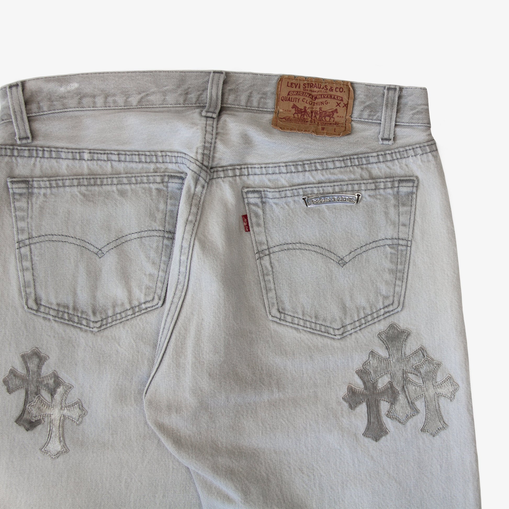 CHROME HEARTS SILVER HIDE PATCH DENIM