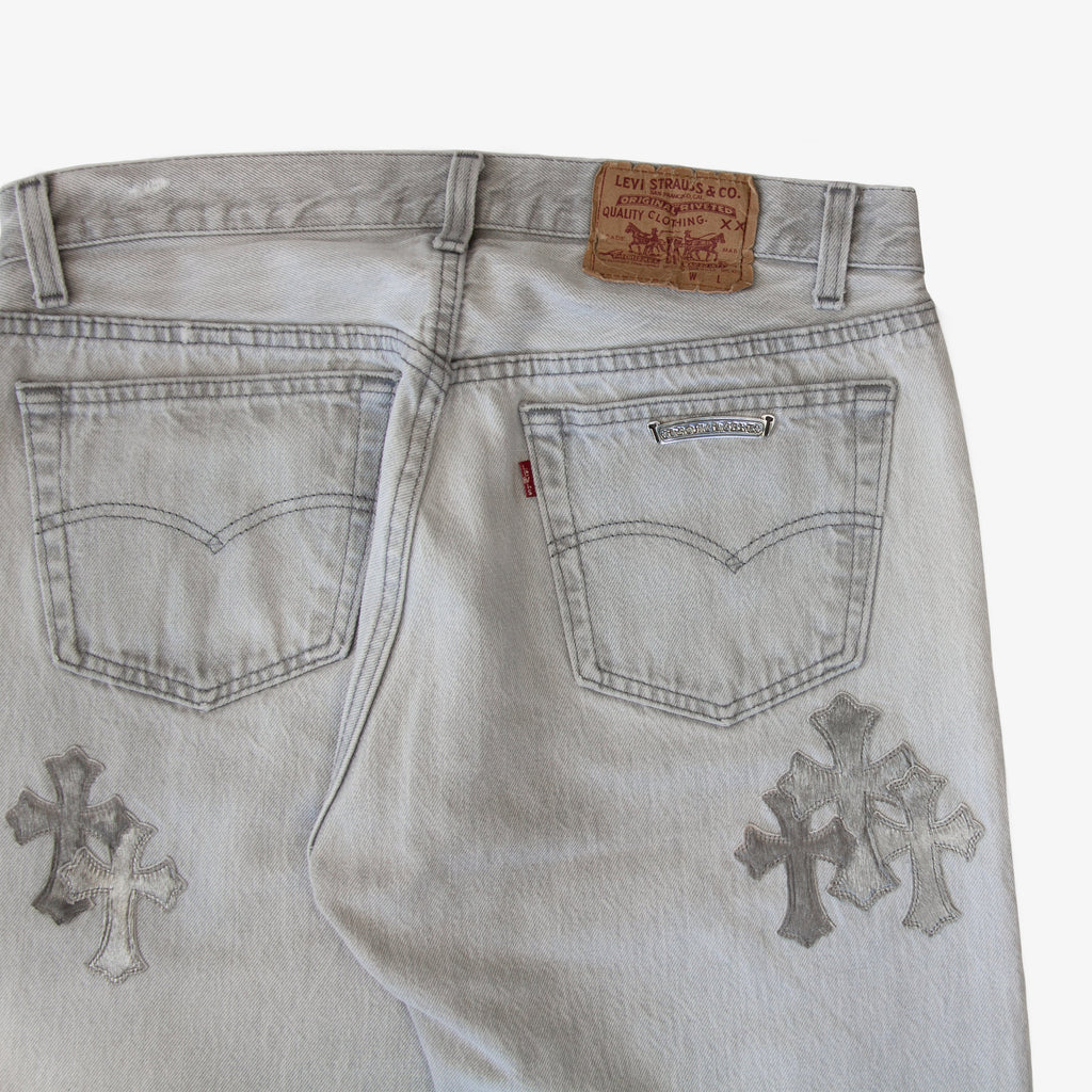 CHROME HEARTS SILVER HIDE PATCH DENIM