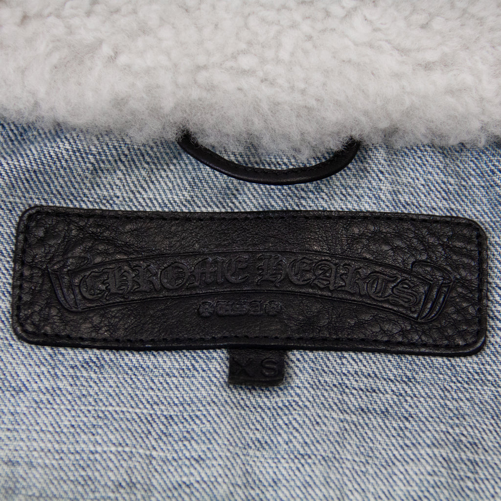 CHROME HEARTS 1/1 LEATHER PATCH SHEARLING DENIM TRUCKER