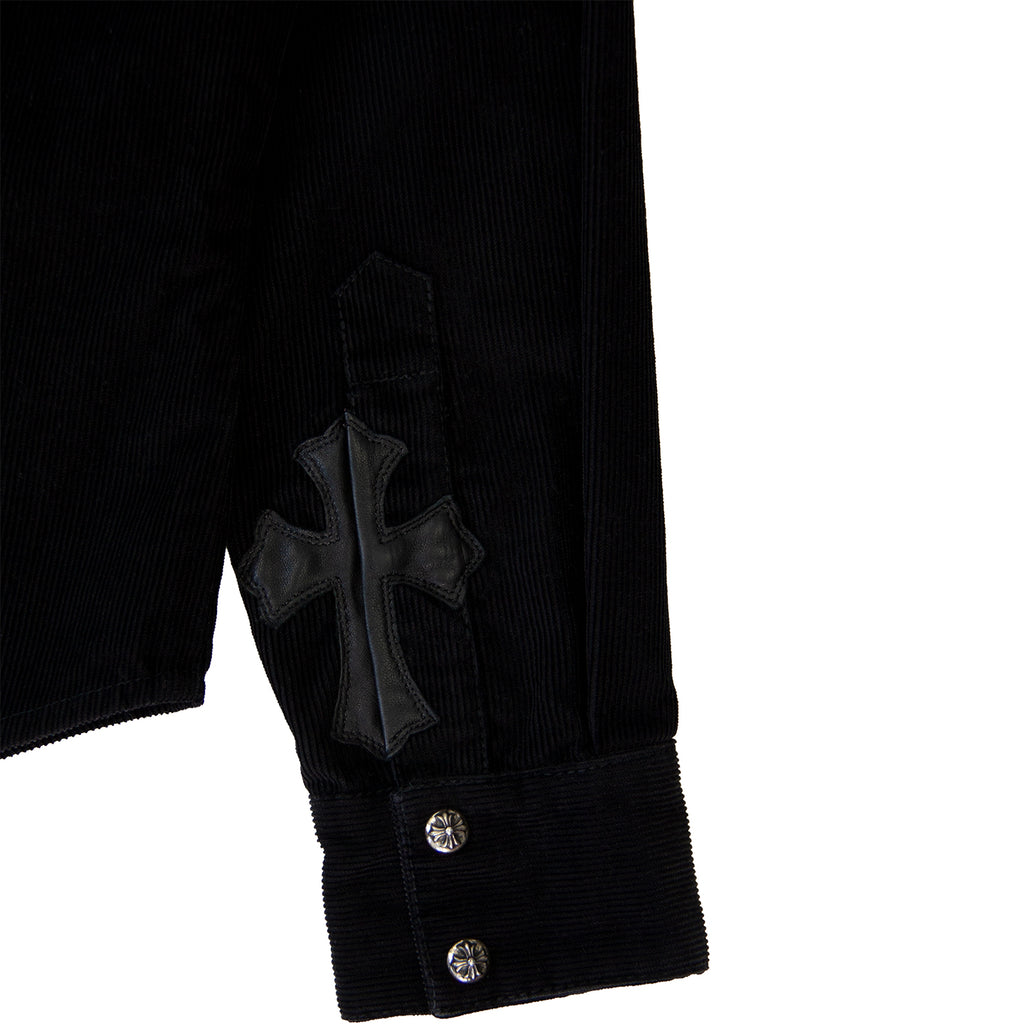 CHROME HEARTS CORDUROY .925 LEATHER PATCH SHIRT