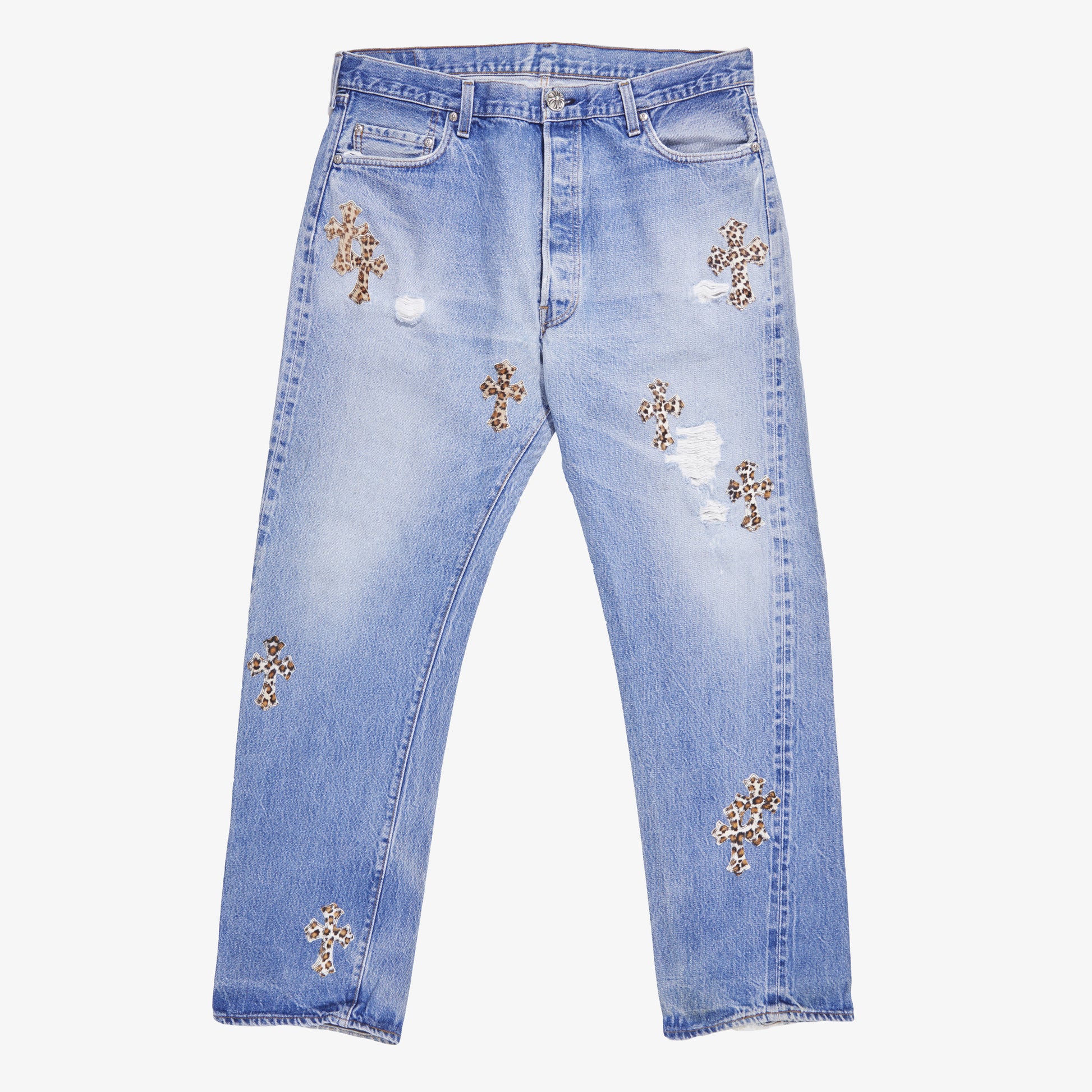 CHROME HEARTS LEOPARD CROSS PATCH DENIM