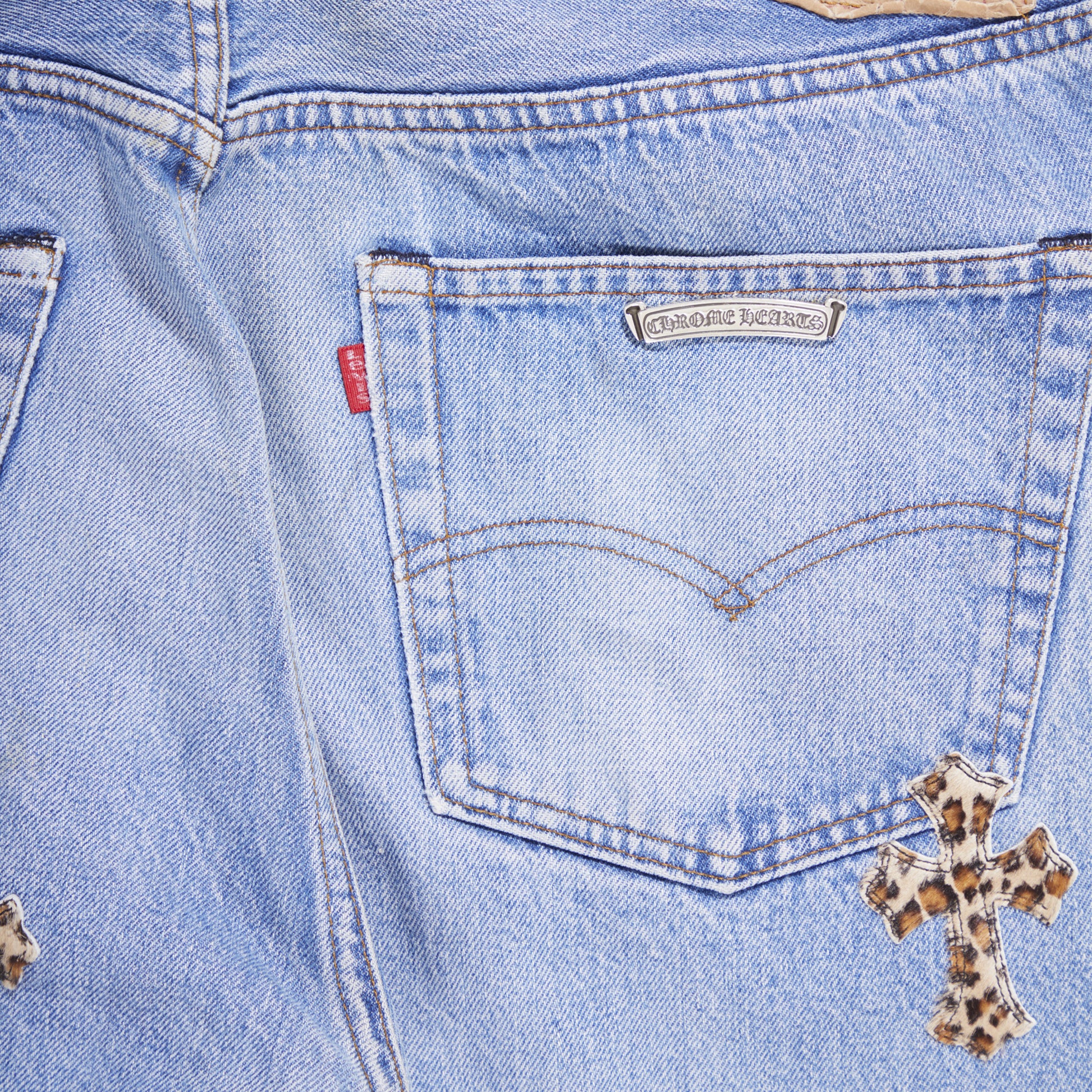 CHROME HEARTS LEOPARD CROSS PATCH DENIM