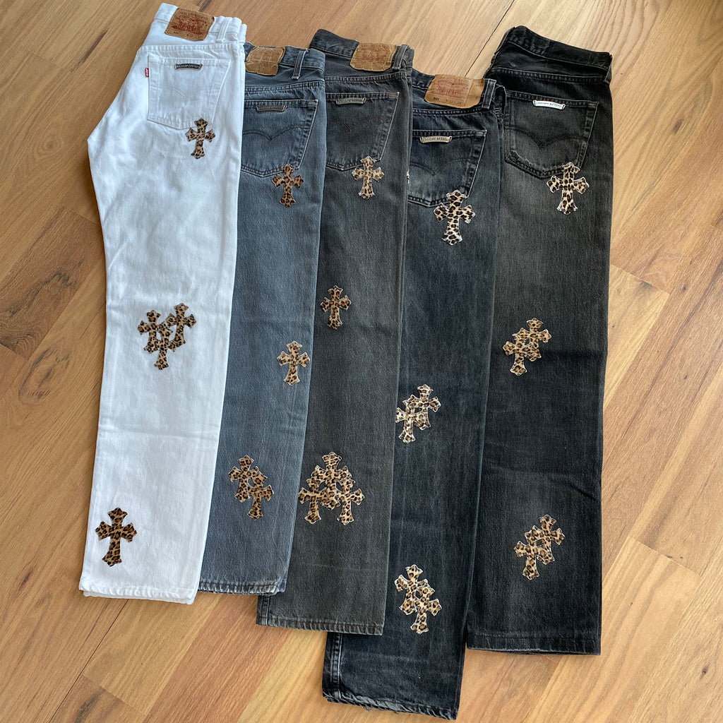 CHROME HEARTS LEOPARD PATCH DENIM