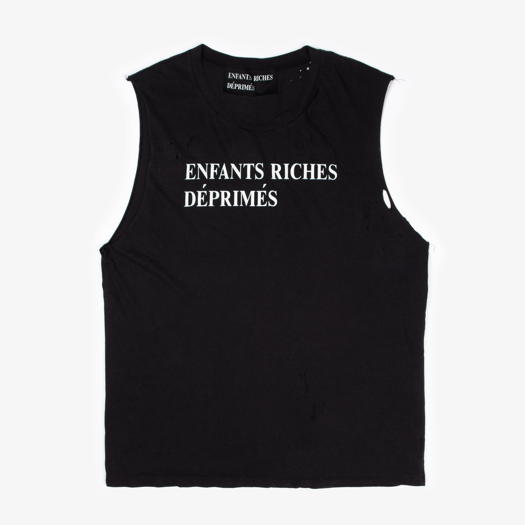 BLACK CLASSIC LOGO CUT OFF TEE