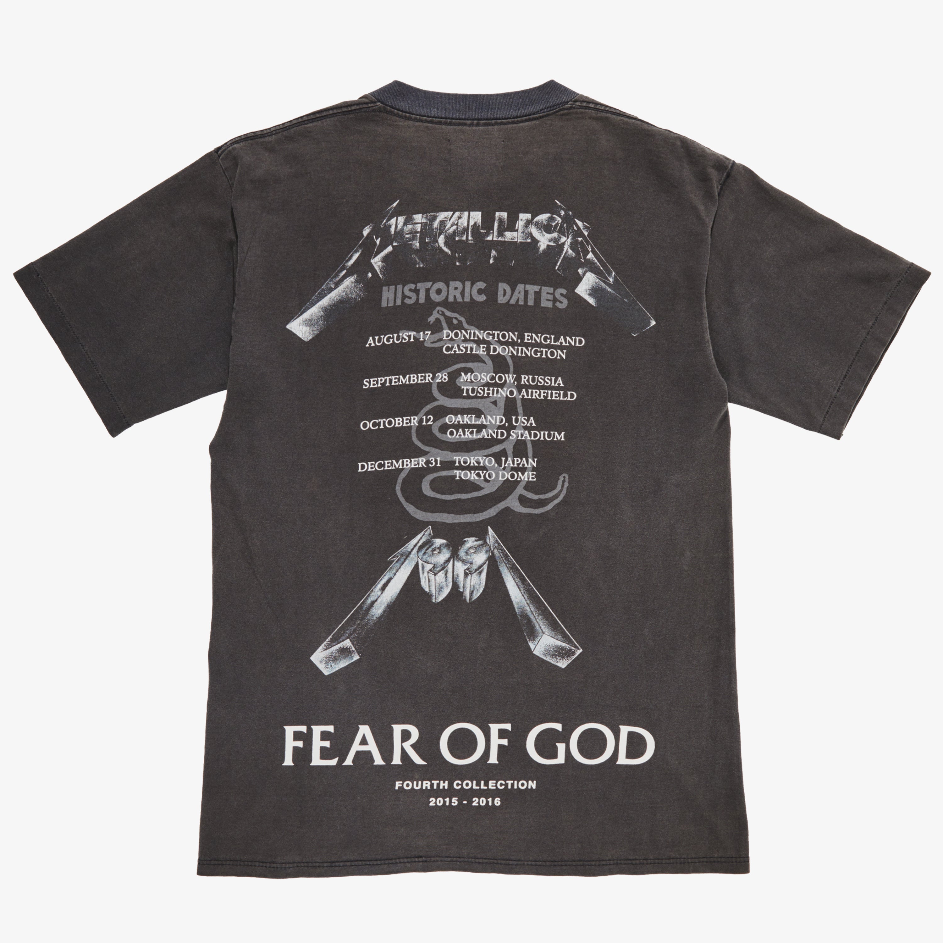 FEAR OF GOD 4TH COLLECTION METALLICA 1991 HISTORIC DATES TEE