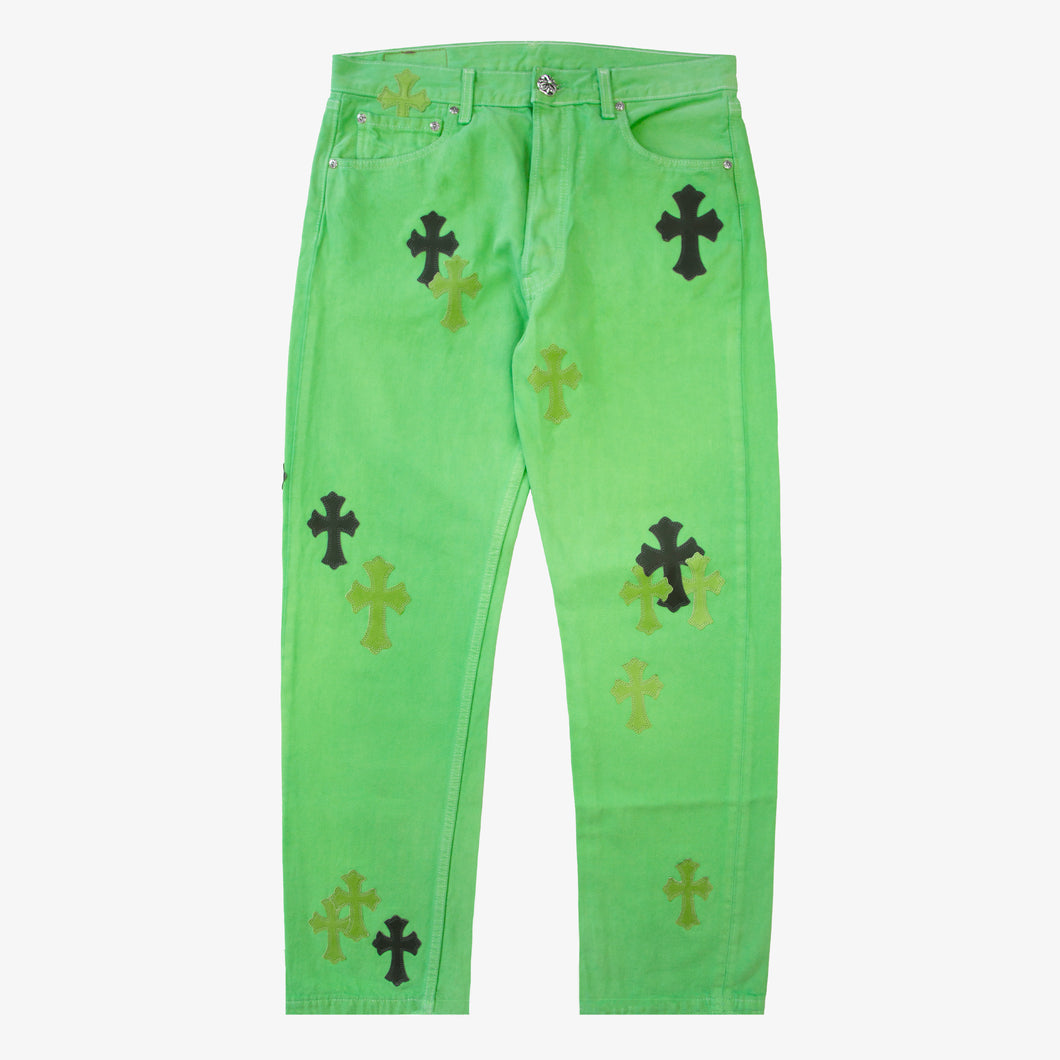 CHROME HEARTS SEX RECORDS SLIME GREEN PATCH DENIM