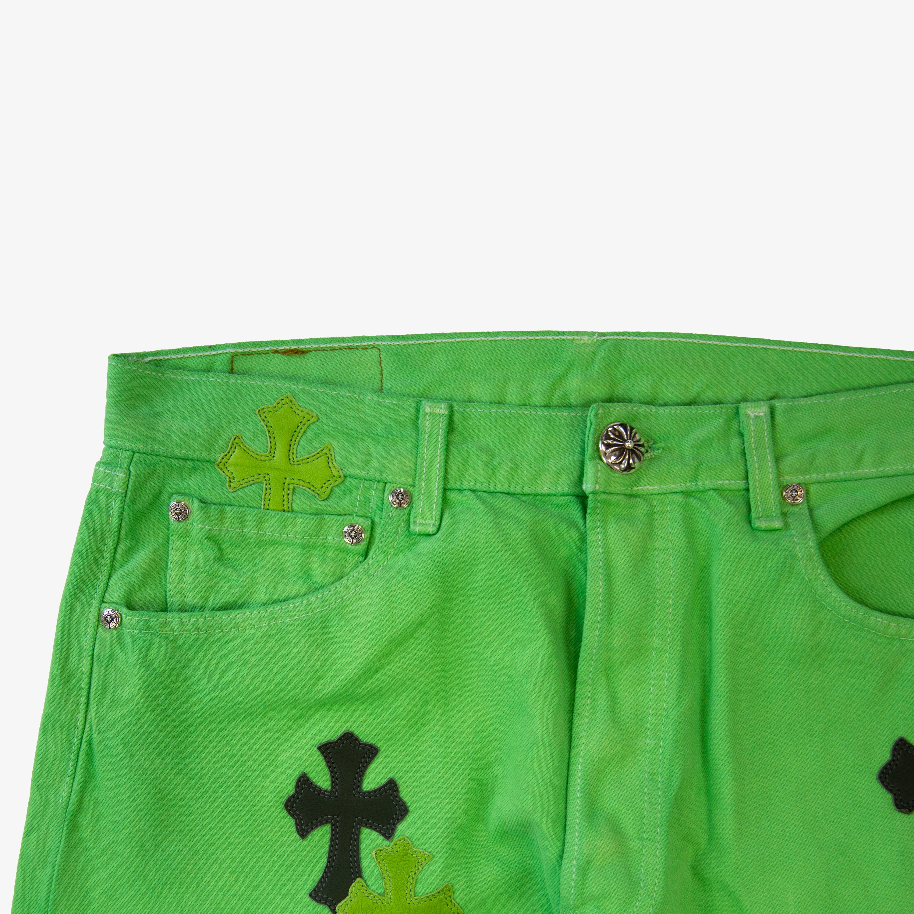 CHROME HEARTS SEX RECORDS SLIME GREEN PATCH DENIM