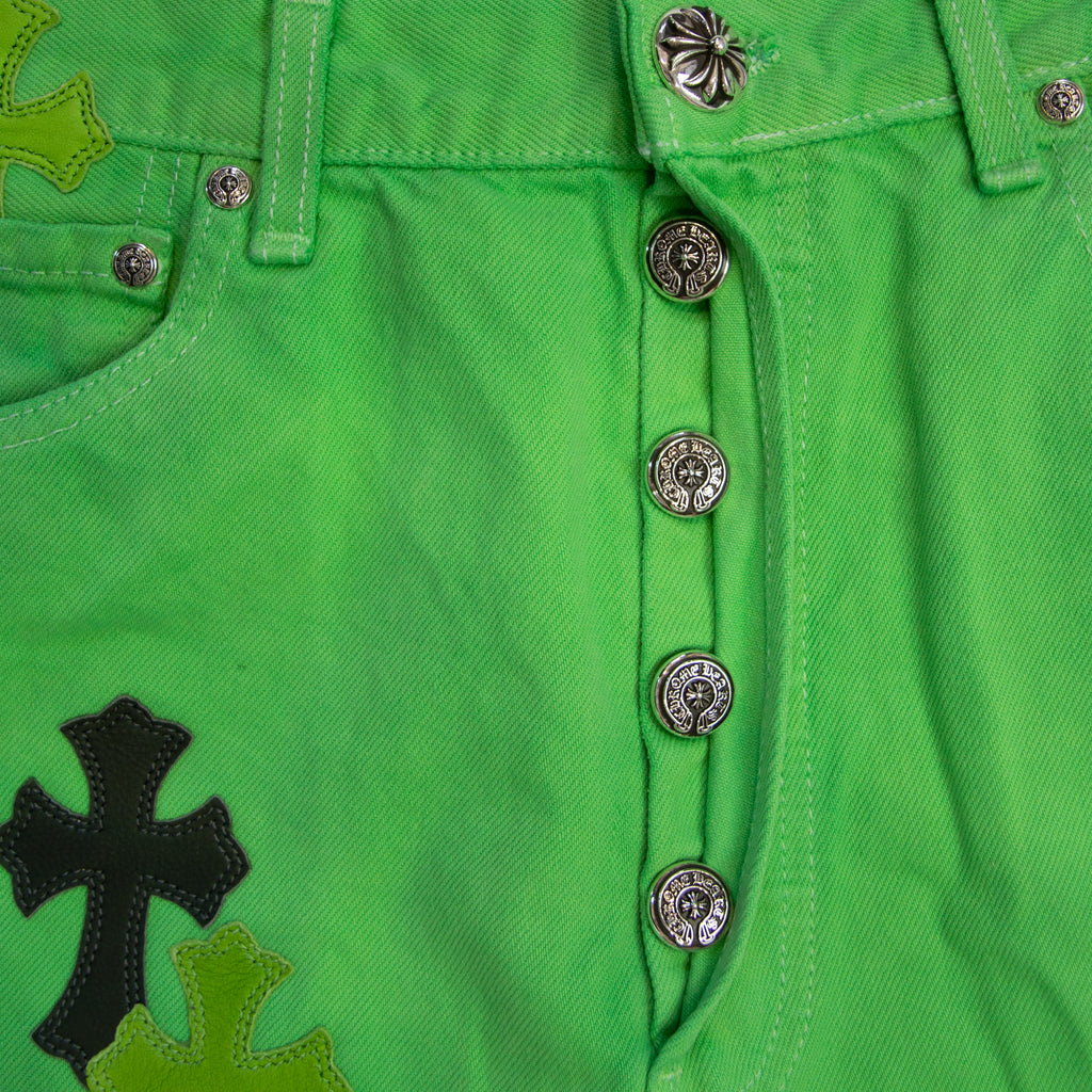 CHROME HEARTS SEX RECORDS SLIME GREEN PATCH DENIM