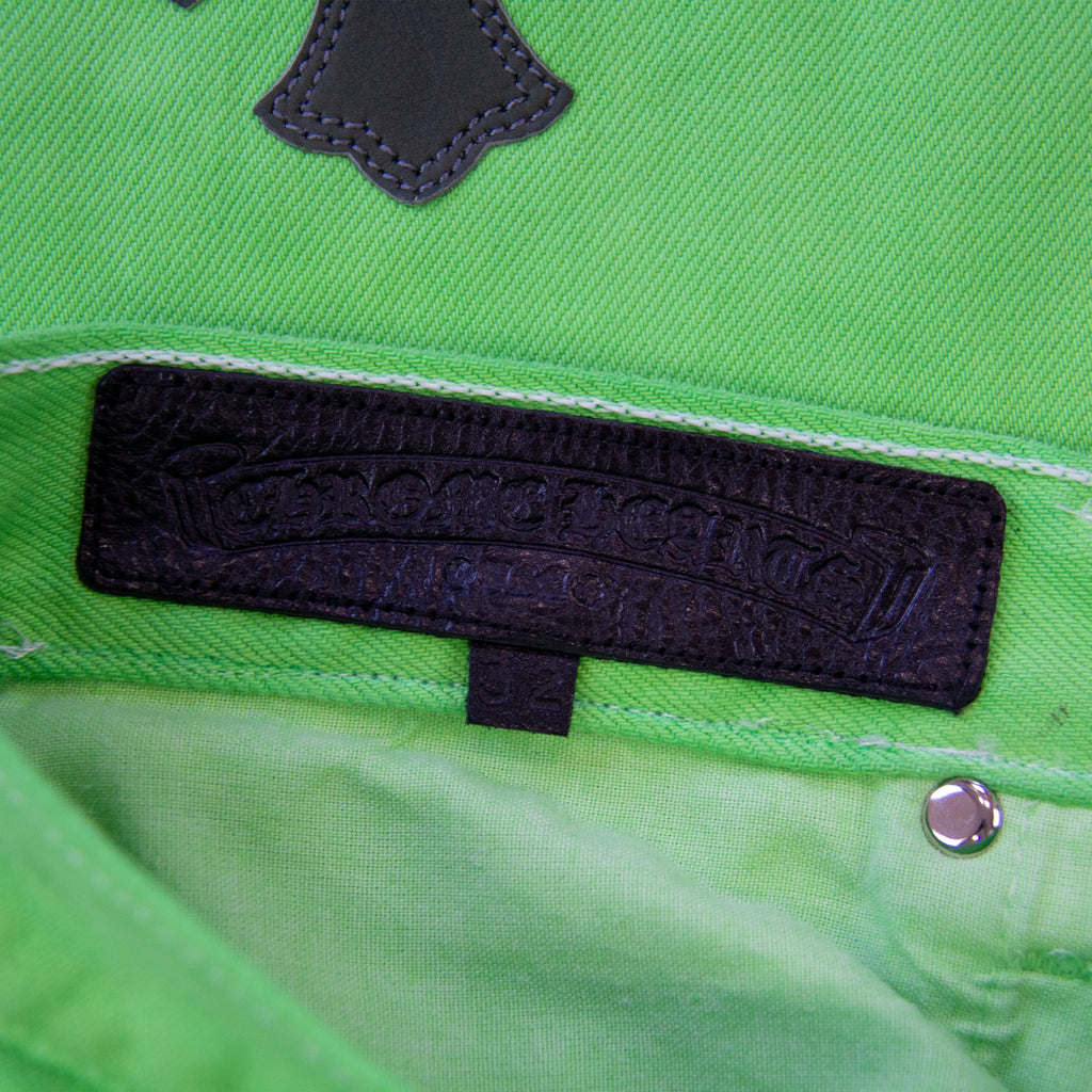 CHROME HEARTS SEX RECORDS SLIME GREEN PATCH DENIM