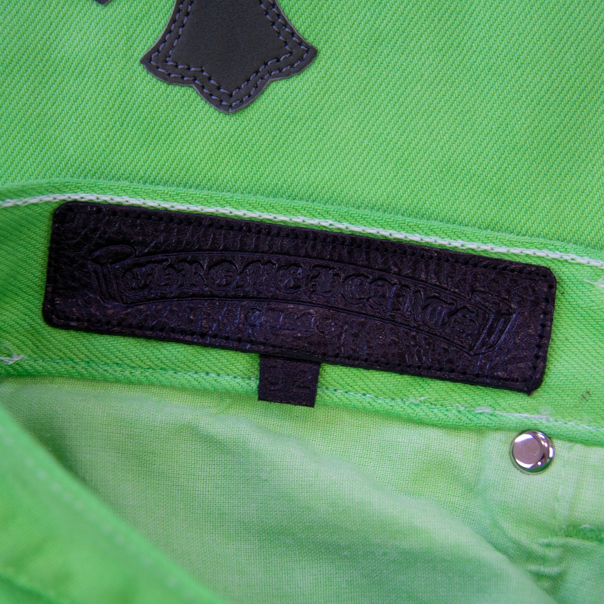 CHROME HEARTS SEX RECORDS SLIME GREEN PATCH DENIM