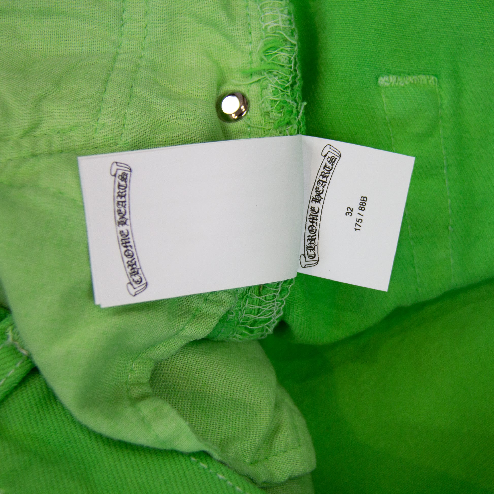 CHROME HEARTS SEX RECORDS SLIME GREEN PATCH DENIM