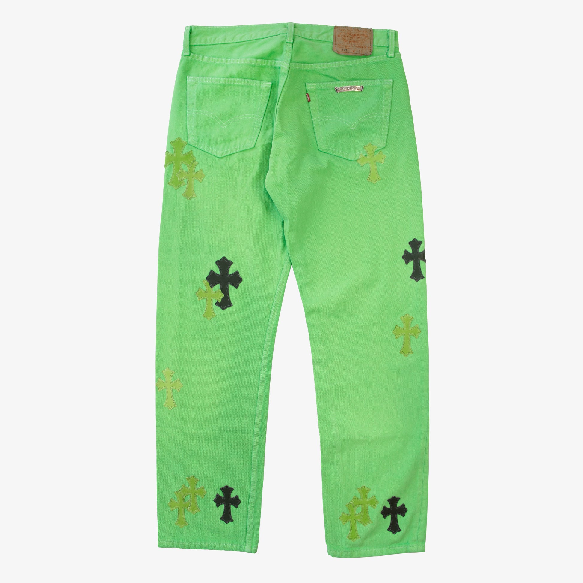 CHROME HEARTS SEX RECORDS SLIME GREEN PATCH DENIM