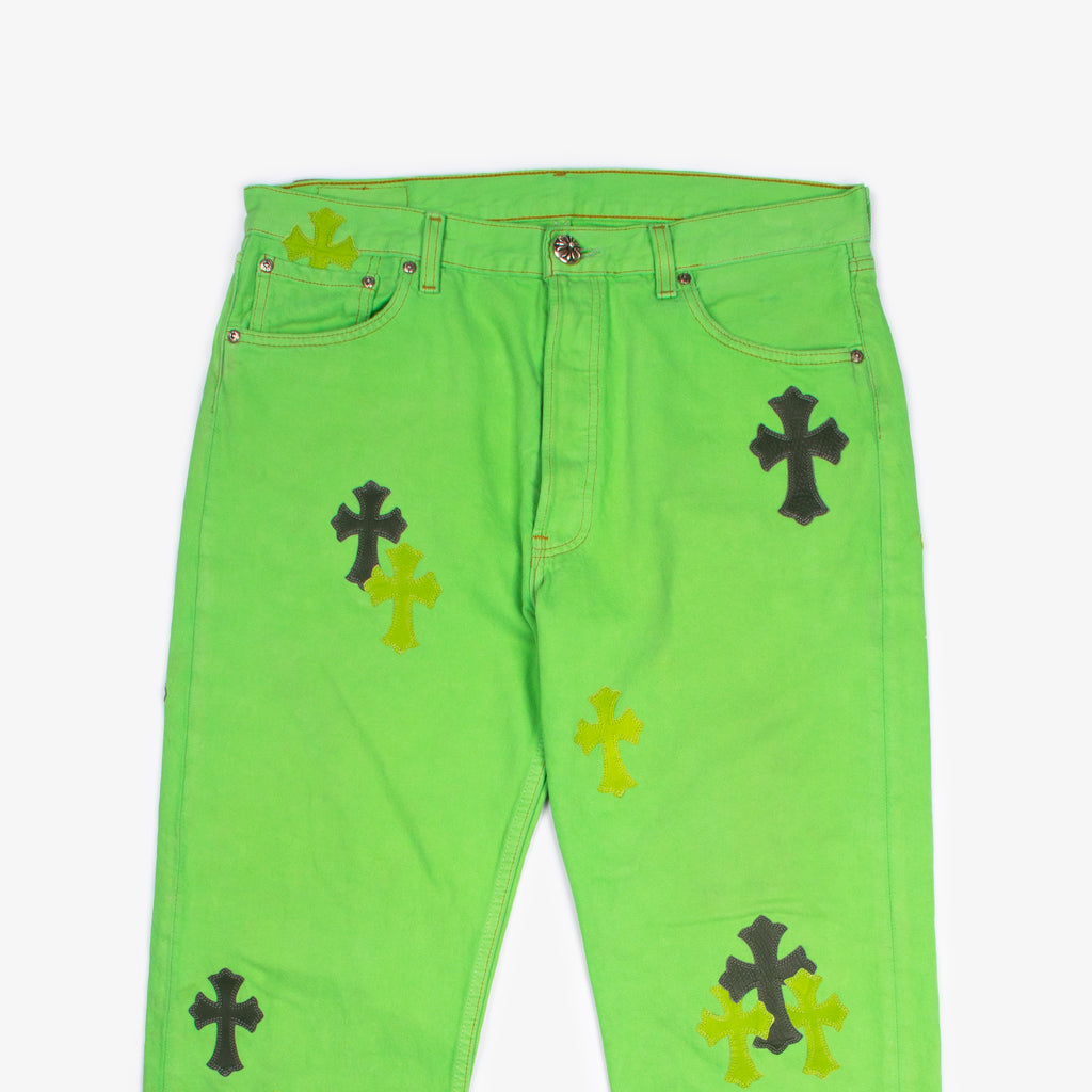NYC EXCLUSIVE SEX RECORDS GREEN CROSS PATCH DENIM