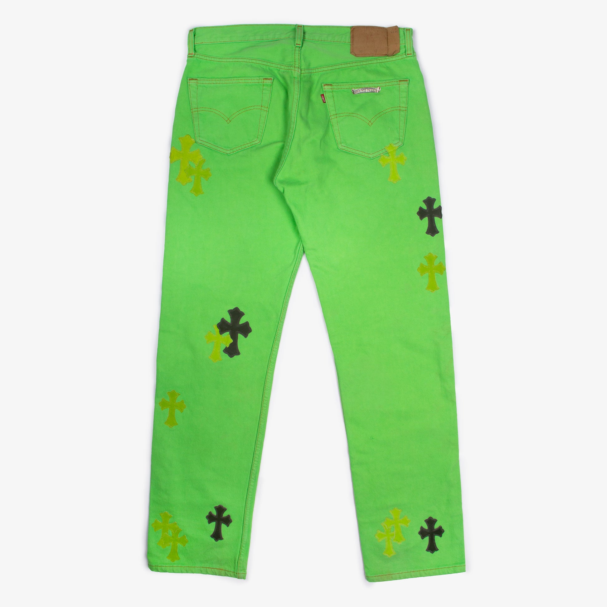 NYC EXCLUSIVE SEX RECORDS GREEN CROSS PATCH DENIM