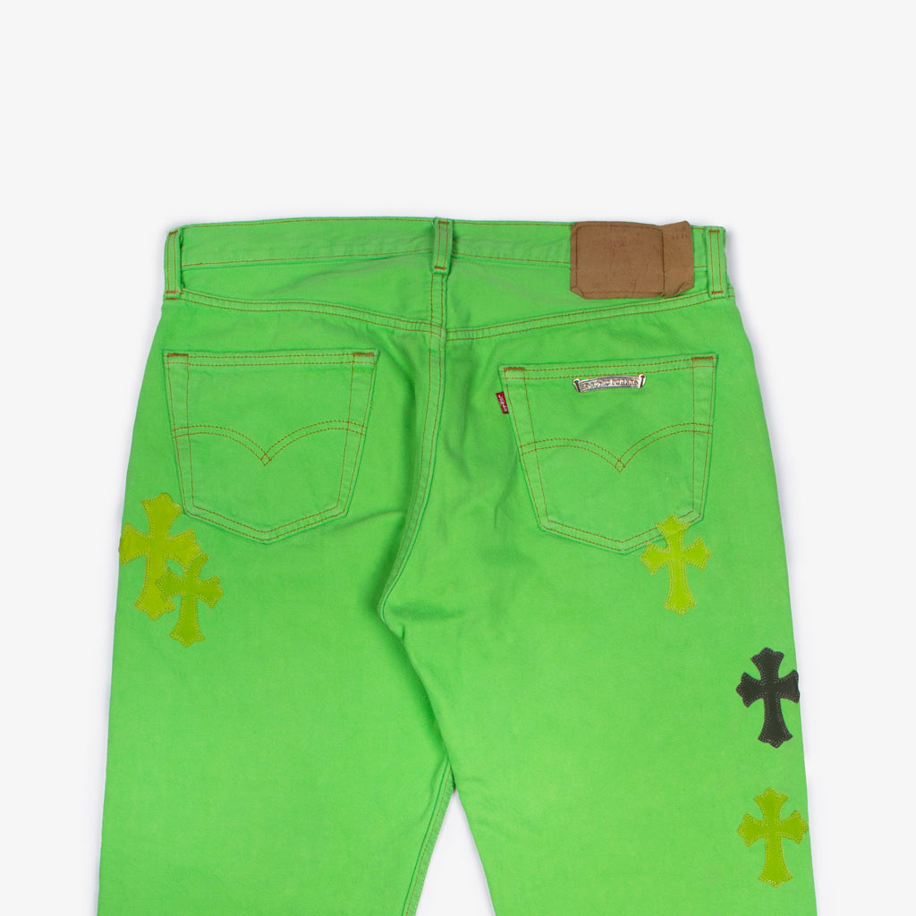 NYC EXCLUSIVE SEX RECORDS GREEN CROSS PATCH DENIM