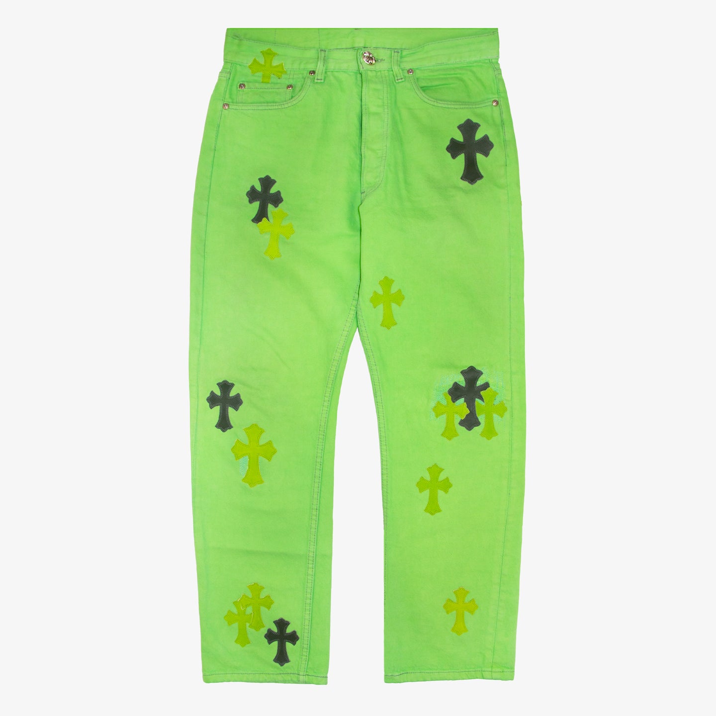 CHROME HEARTS SEX RECORDS SLIME GREEN PATCH DENIM