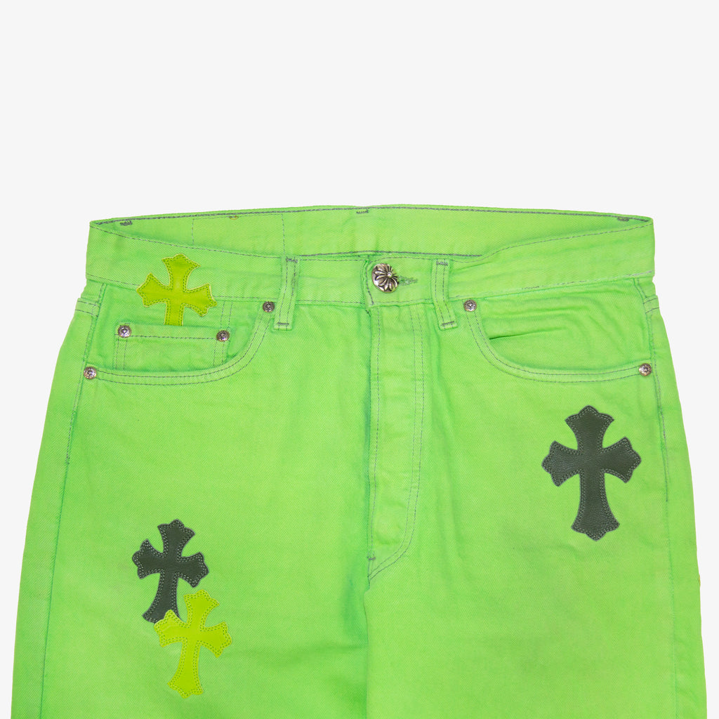 CHROME HEARTS SEX RECORDS SLIME GREEN PATCH DENIM