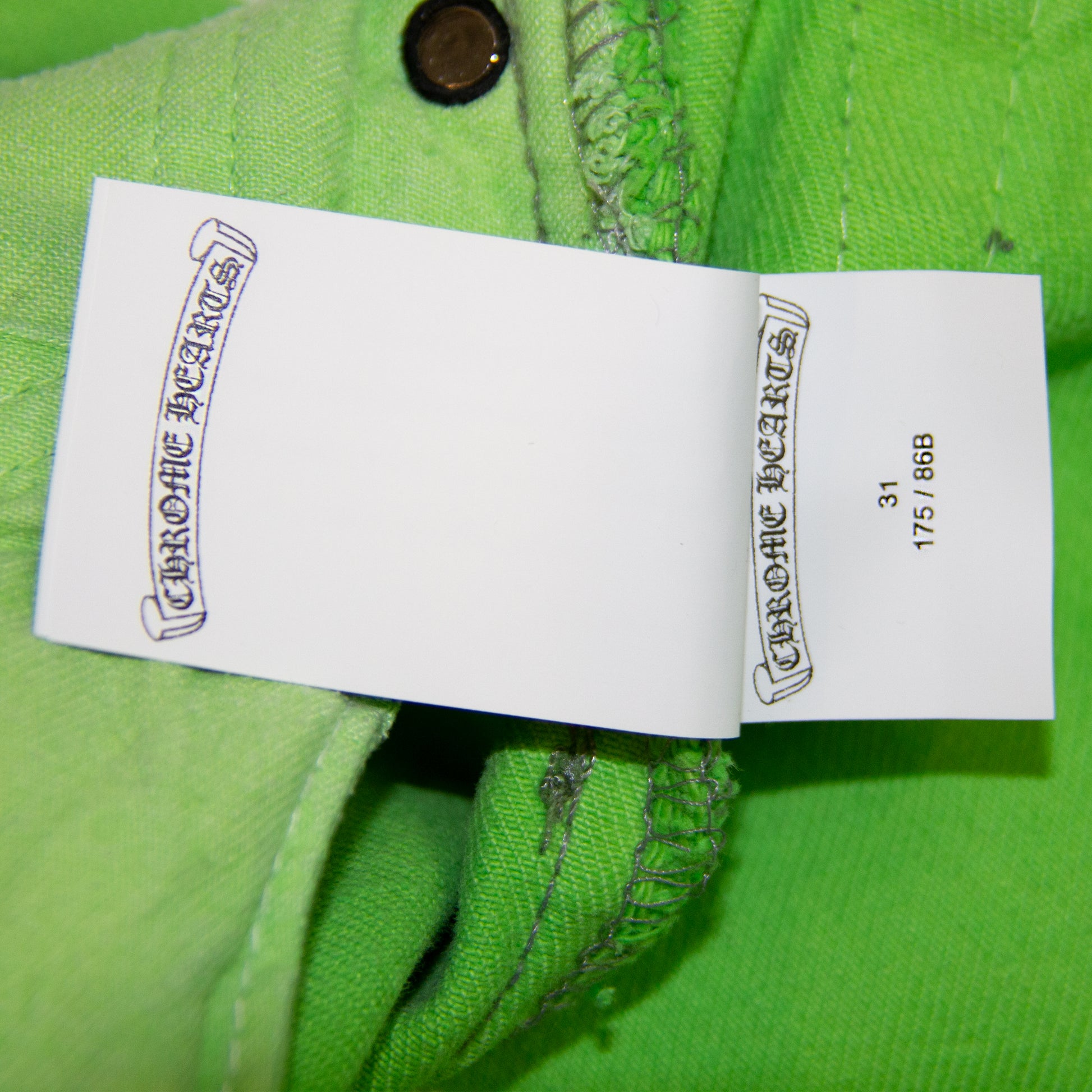 CHROME HEARTS SEX RECORDS SLIME GREEN PATCH DENIM