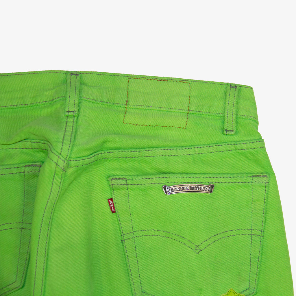 CHROME HEARTS SEX RECORDS SLIME GREEN PATCH DENIM