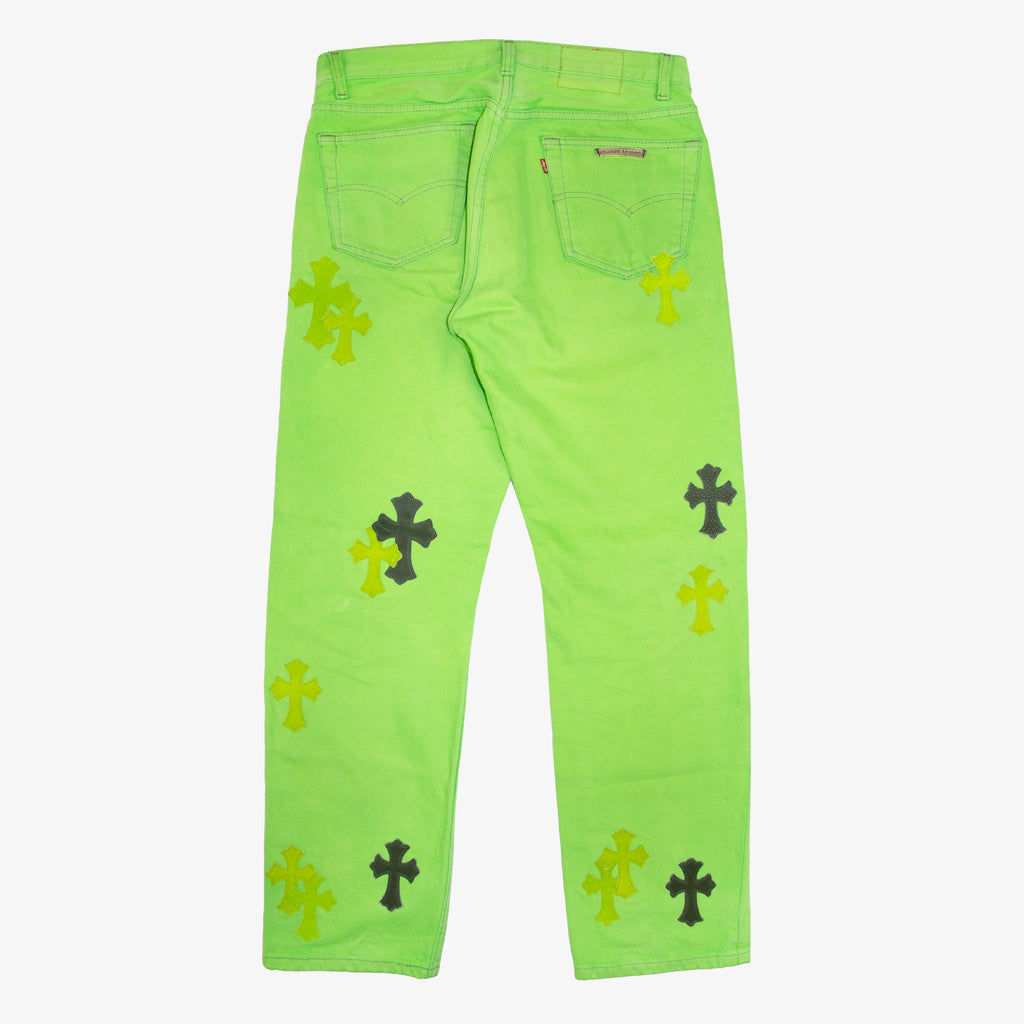 CHROME HEARTS SEX RECORDS SLIME GREEN PATCH DENIM