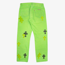 Load image into Gallery viewer, CHROME HEARTS SEX RECORDS SLIME GREEN PATCH DENIM
