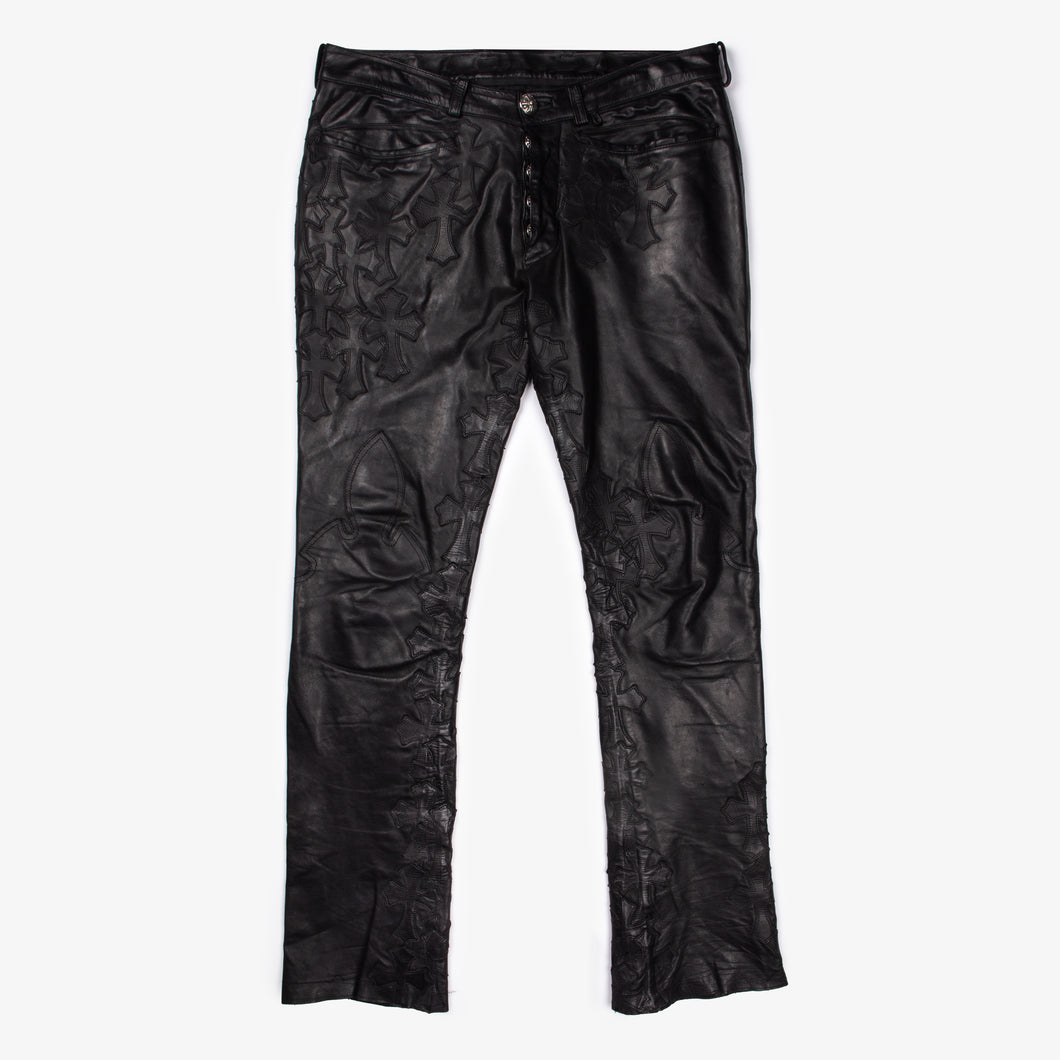 FLOODED 75 CROSS PATCH LEATHER PANTS