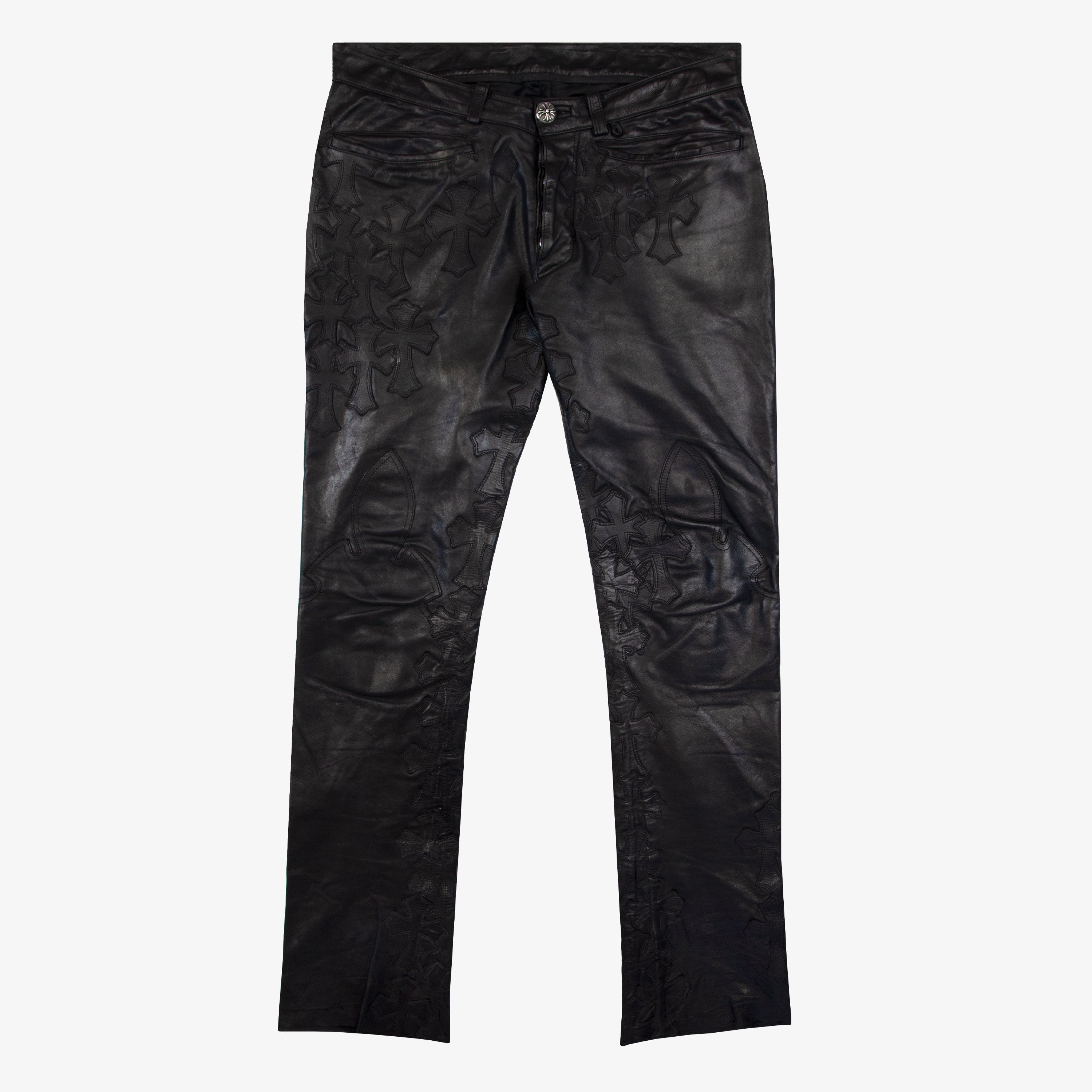 FLOODED 75 CROSS PATCH LEATHER PANTS – OBTAIND