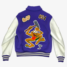 Load image into Gallery viewer, MULTI PATCH PURPLE VARSITY JACKET | 50