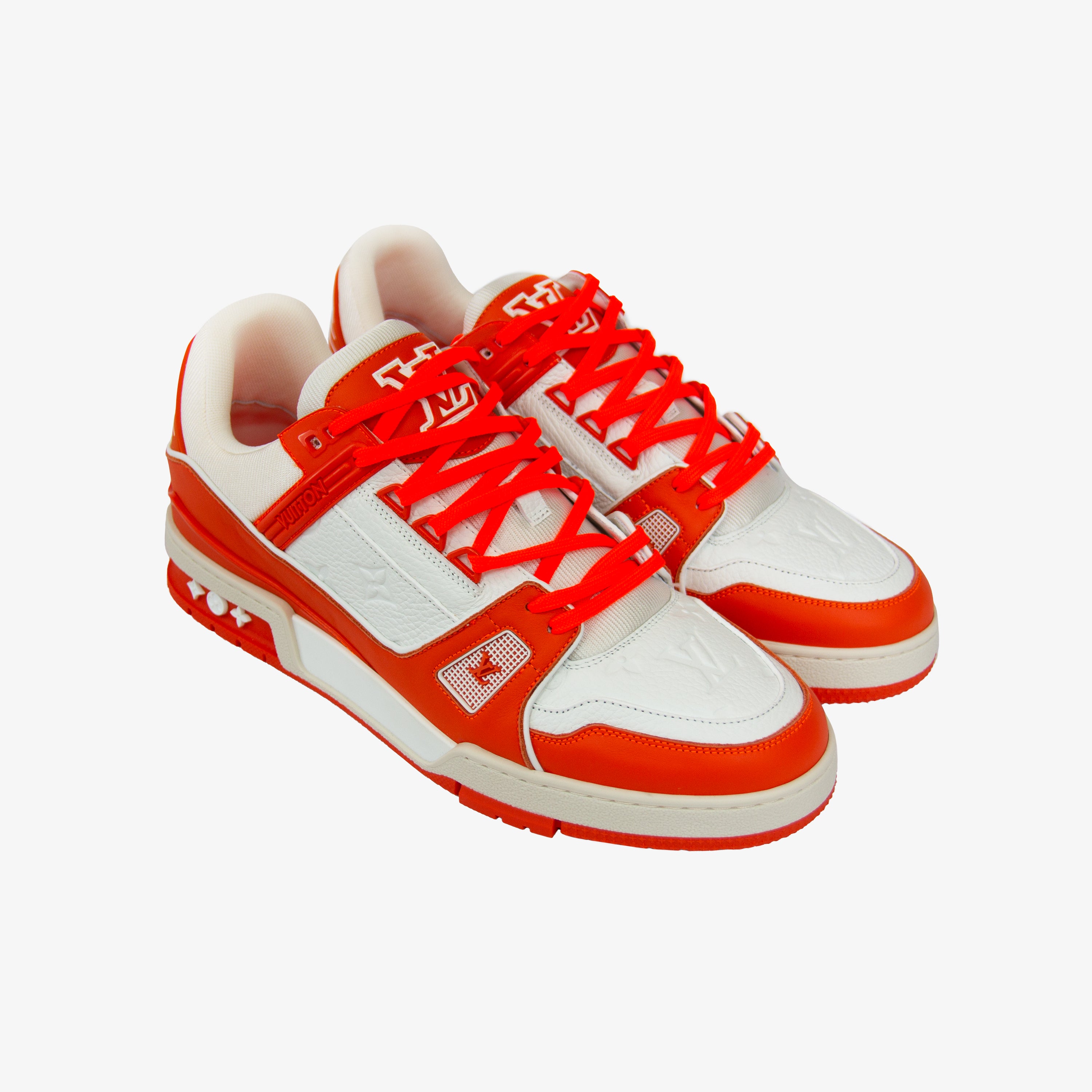 Louis Vuitton, Shoes, Louis Vuitton Orange Monogram Embossed Trainer  Sneakers