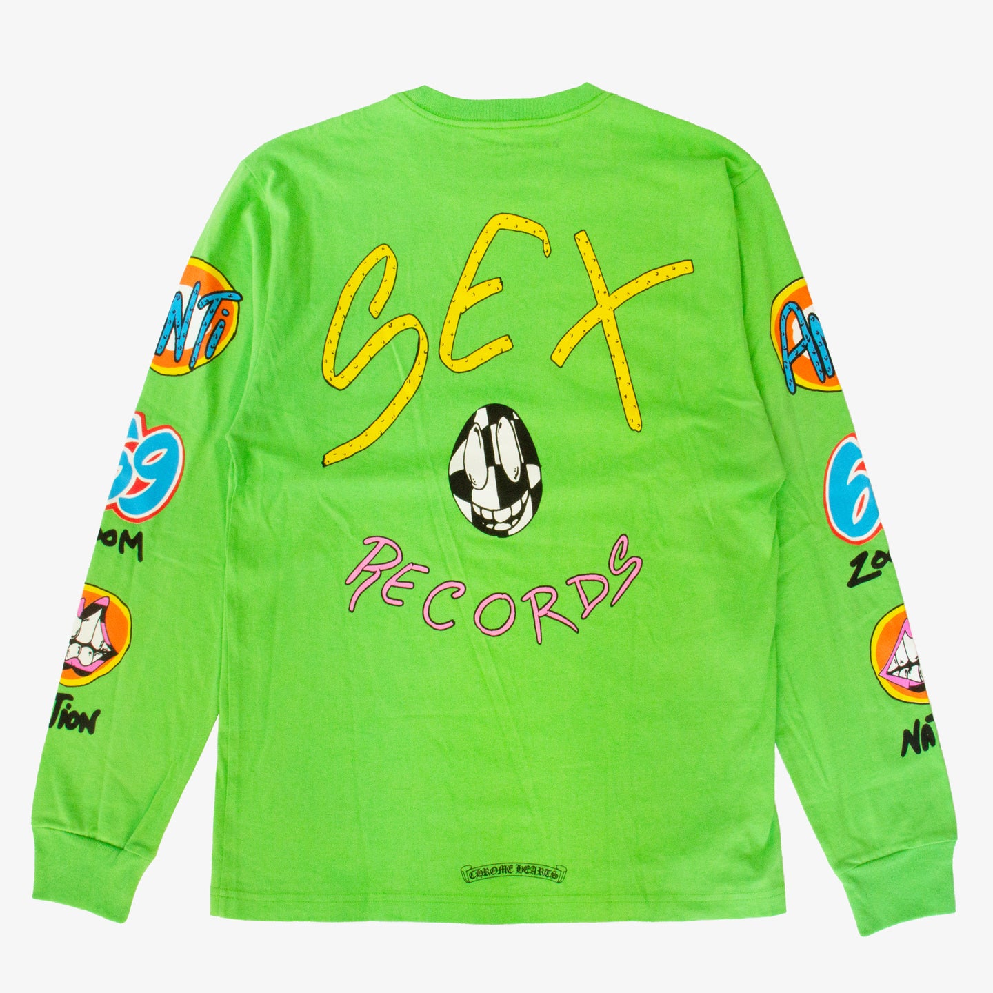 CHROME HEARTS NYFW SEX RECORDS LS TEE SLIME GREEN