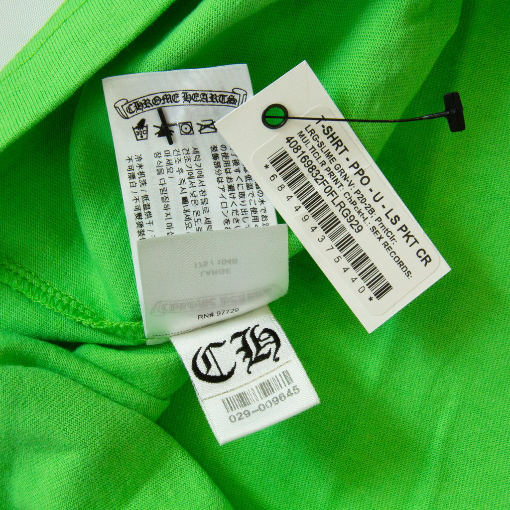 CHROME HEARTS NYFW SEX RECORDS LS TEE SLIME GREEN