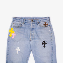 Load image into Gallery viewer, MULTI COLOR CROSS PATCH DENIM 1/1