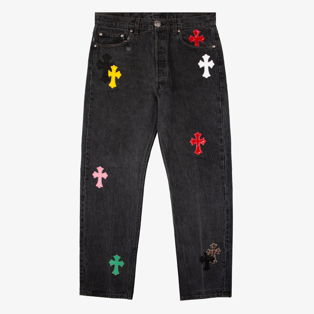 MULTI COLOR CROSS PATCH DENIM