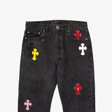 Load image into Gallery viewer, MULTI COLOR CROSS PATCH DENIM