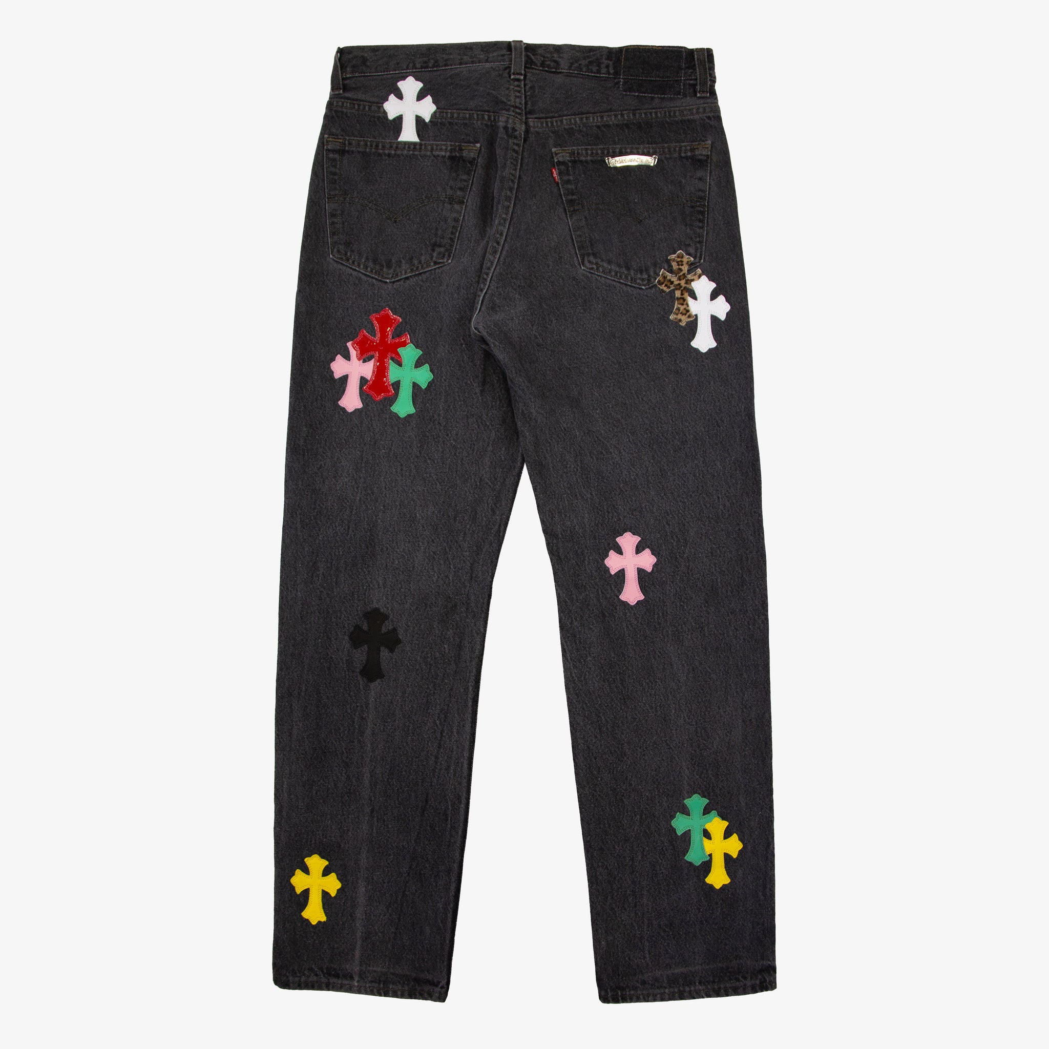 Chrome Hearts Multi-Colored Cross Patches Jeans, WHAT'S ON THE STAR?