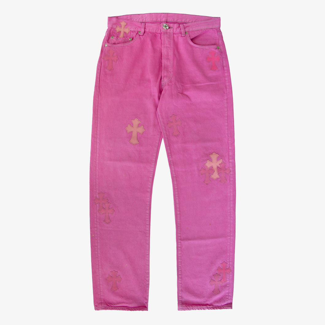 CHROME HEARTS SEX RECORDS PINK PATCH DENIM