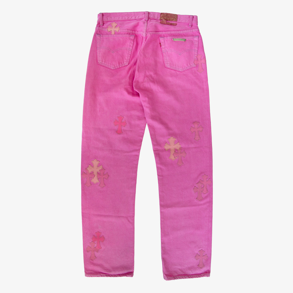 CHROME HEARTS SEX RECORDS PINK PATCH DENIM