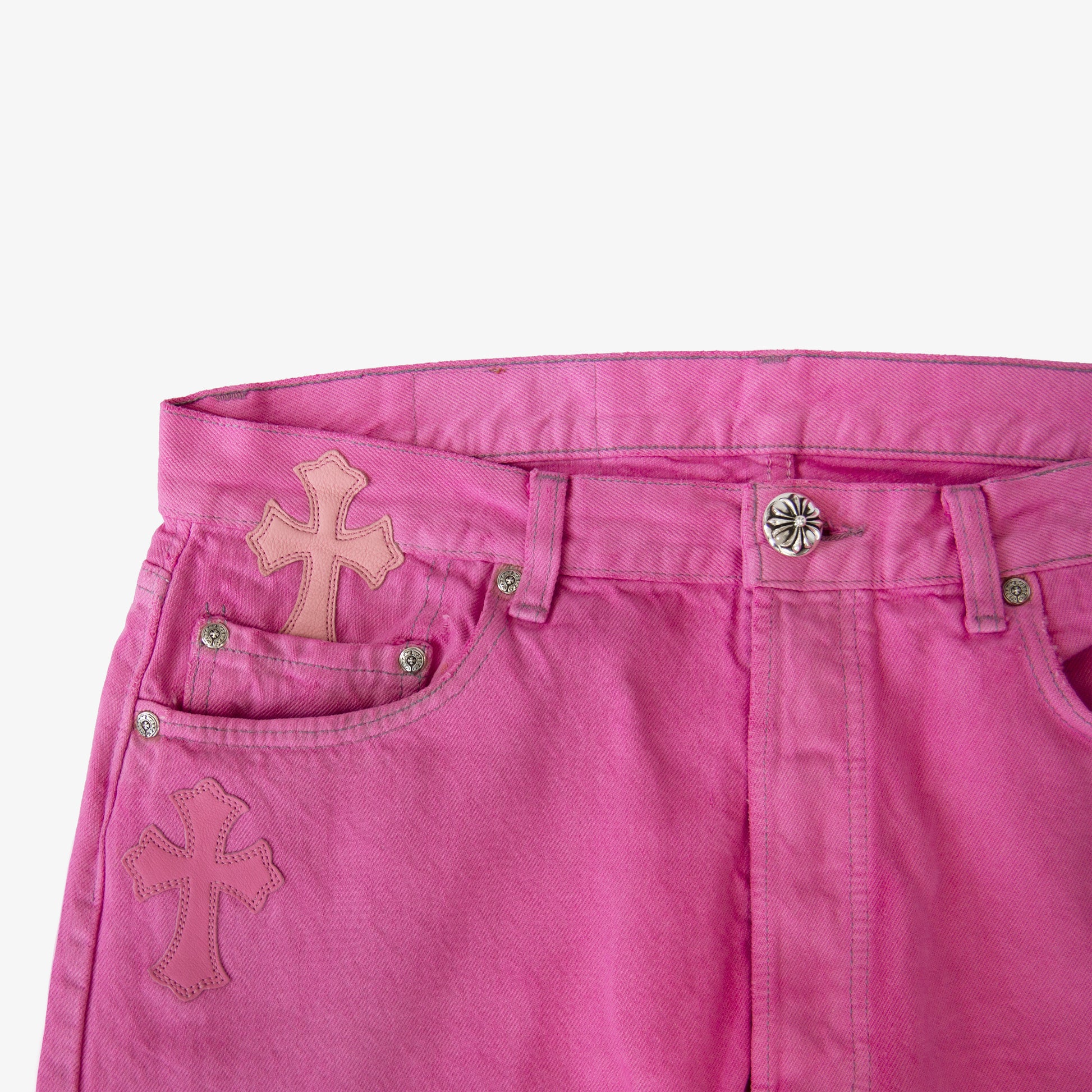 CHROME HEARTS SEX RECORDS PINK PATCH DENIM