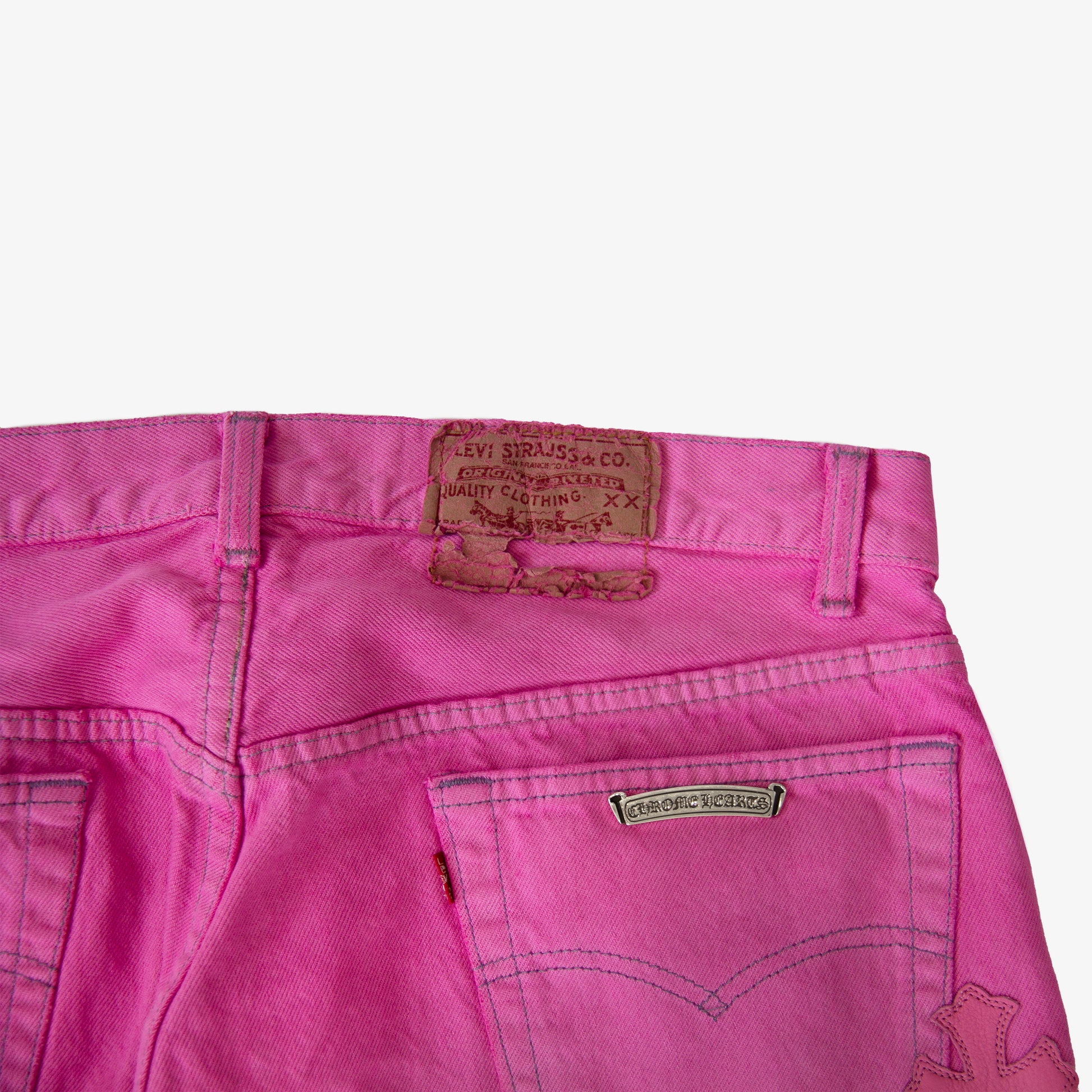 CHROME HEARTS SEX RECORDS PINK PATCH DENIM