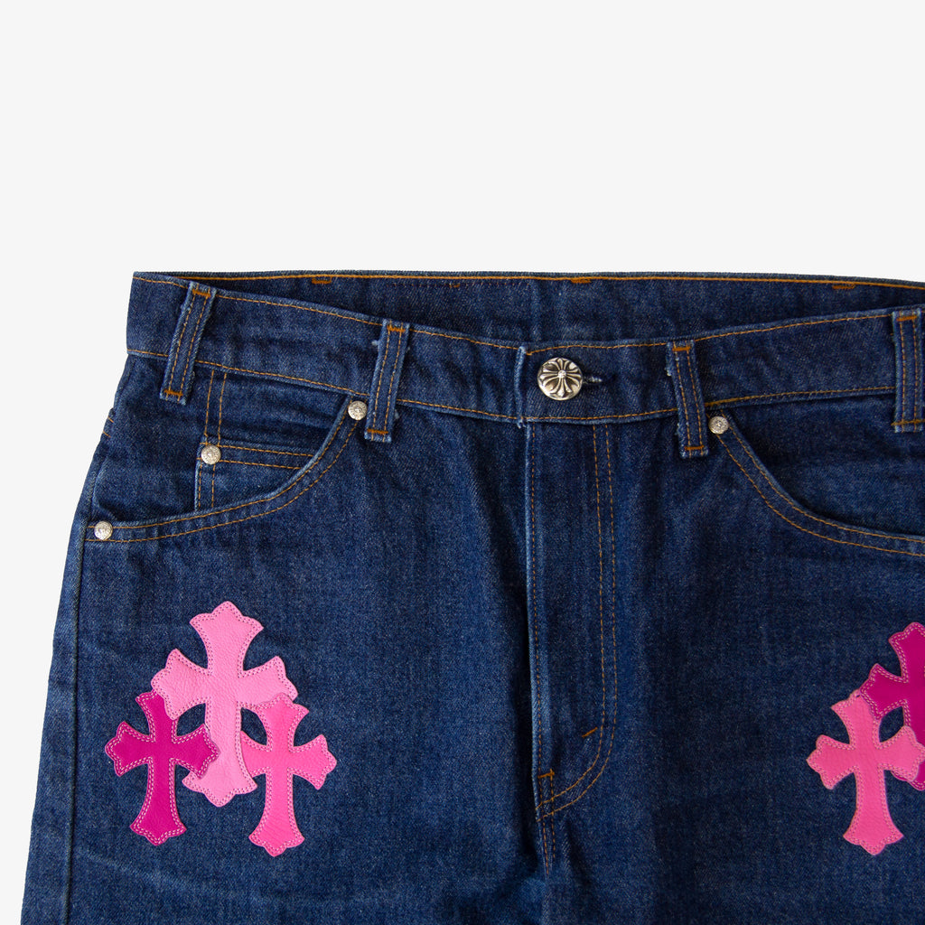 CHROME HEARTS PINK TRICOLOR PATCH DENIM