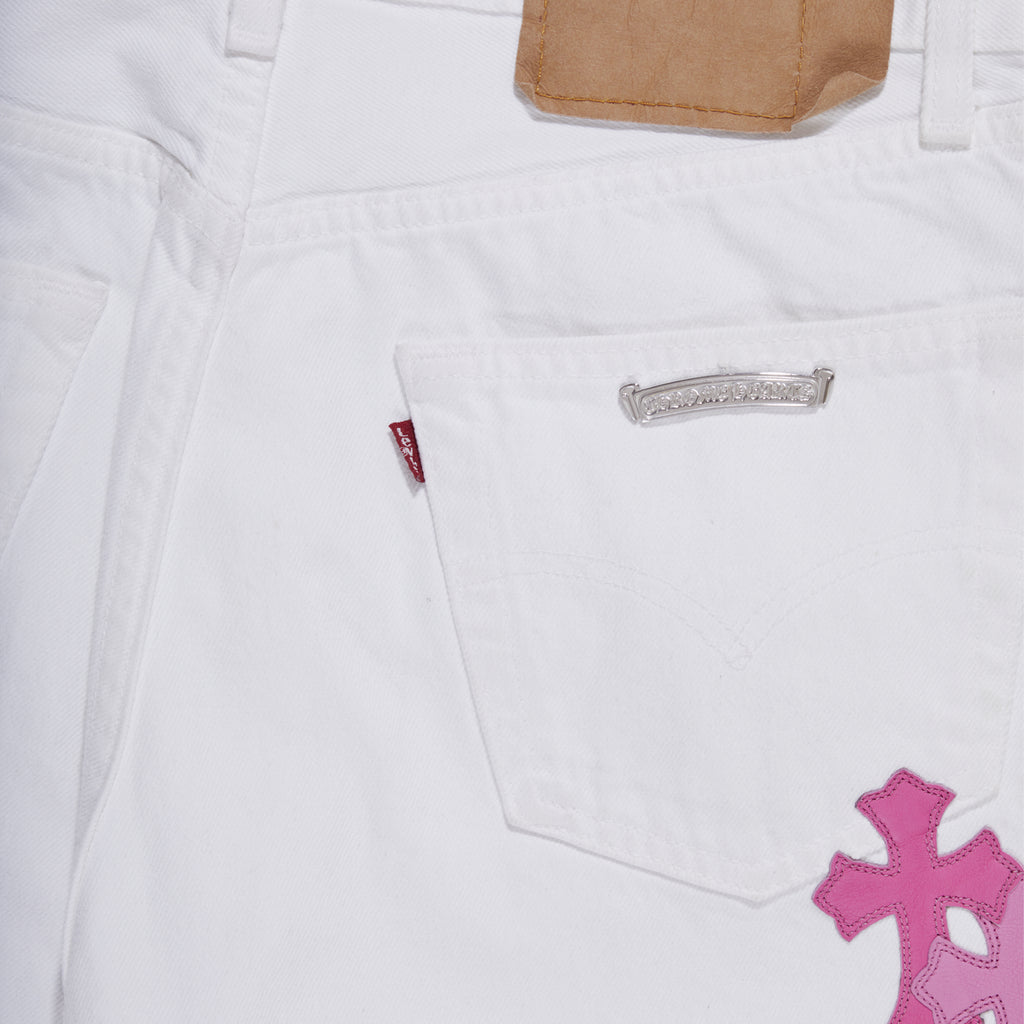 CHROME HEARTS PINK TRICOLOR PATCH DENIM