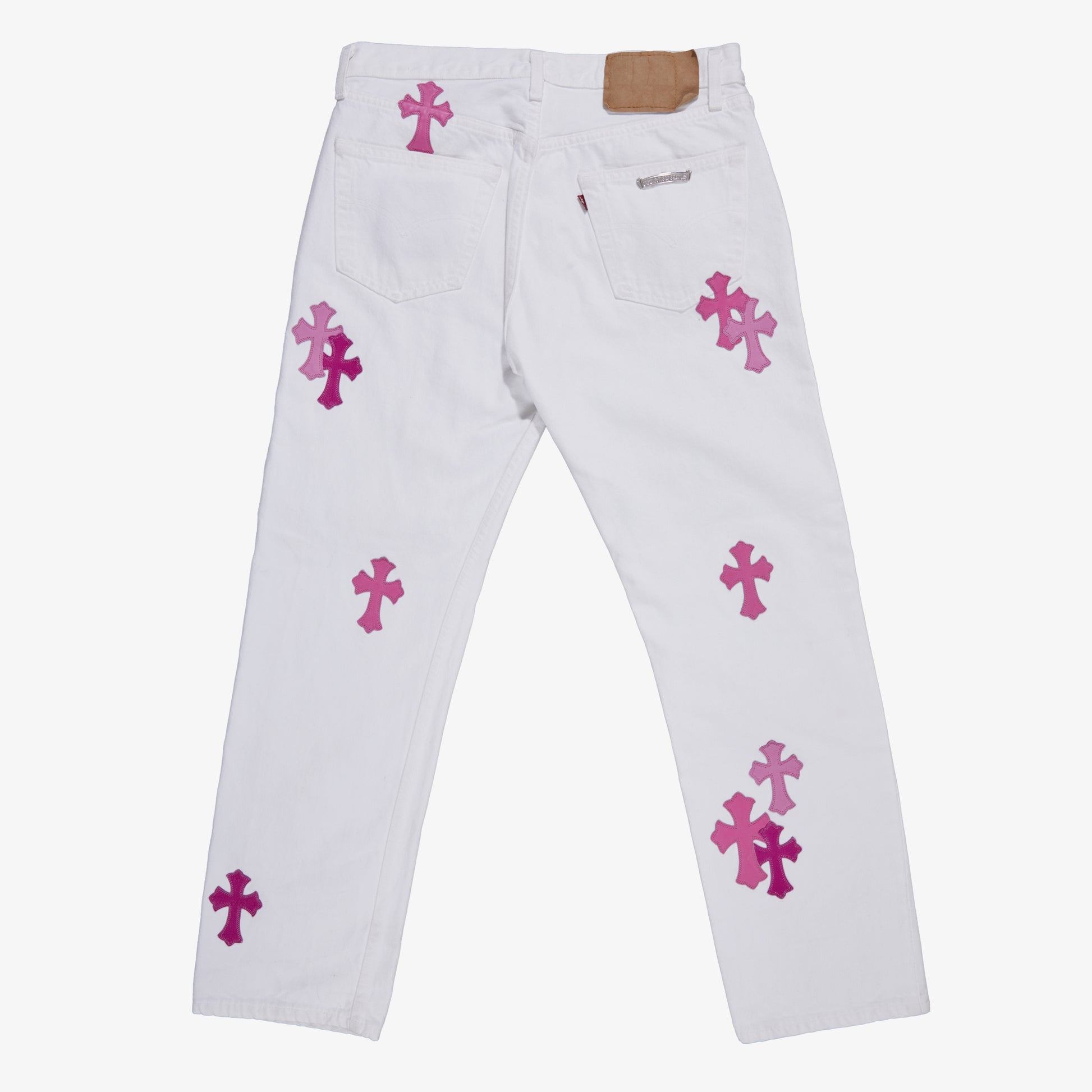 CHROME HEARTS PINK TRICOLOR PATCH DENIM