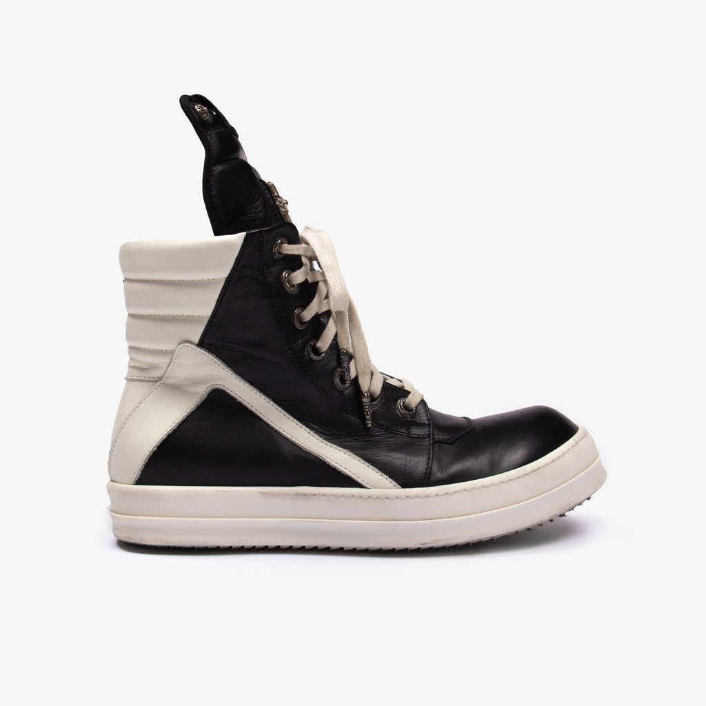 x RICK OWENS .925 SILVER HARDWARE GEOBASKET SNEAKER