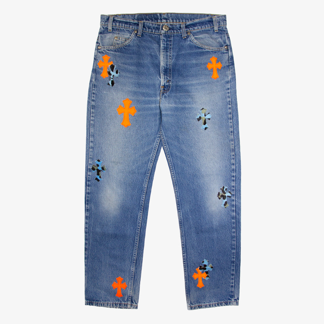 CHROME HEARTS ST. BARTH LEOPARD PATCH DENIM